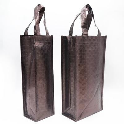 China Wholesale custom new brown fashion pp non woven shopping bag aluminum foil tote wine bag for sale