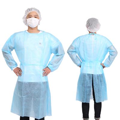 China Hospital Dingcheng China Medical Manufacturer Non Woven Fabric And Disposable Sterile Clothing pp Pe Medical Isolation Gown for sale