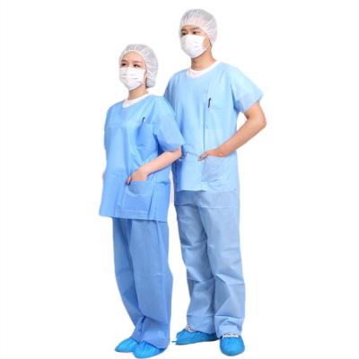 China Dingcheng Breathable Disposable Nonwoven SMS Scrubs Suits With Long Sleeve For Doctor Hospital for sale