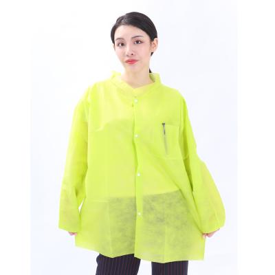 China Dust proof SMS lab disposable non woven coat with knitted cuffs resistant waterproof and breathable with high quality for sale