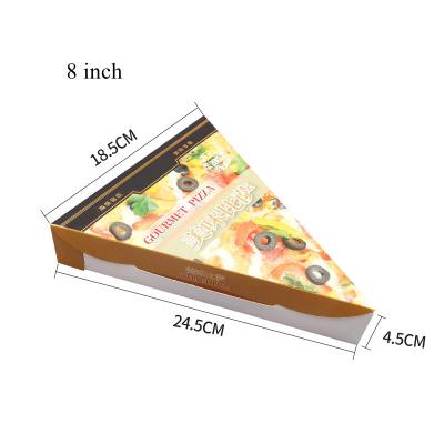 China Custom Food Pizza Box Baking Folding Kraft Paper Packaging Box 6inch 7inch 8inch Triangle Pizza Slice Box for sale