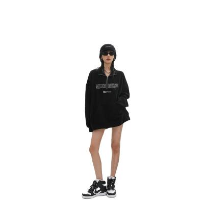 China Anti-Wrinkle Logo Zip Up Hoodie Women 100% Thick Oversized Cotton Drop Shoulder Custom Made for sale