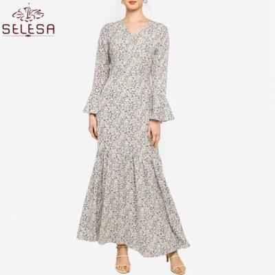 China A Line Kimono Abaya Untuk Wanita Kimono Abaya Skirt Plus Size Islamic Muslim Women Maxi Jubah Jilbab Rose Patterns Abaya Dubai Size Dress Long Blouse for sale