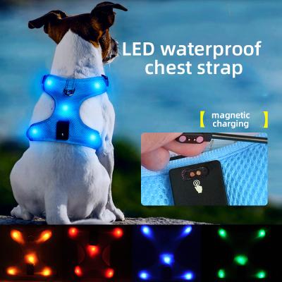 China Viable Chest Walking Leash Dogs and Cats LED Harness USB Luminous Adjustable Waterproof Breathable Rechargeable Vest Outlet for sale