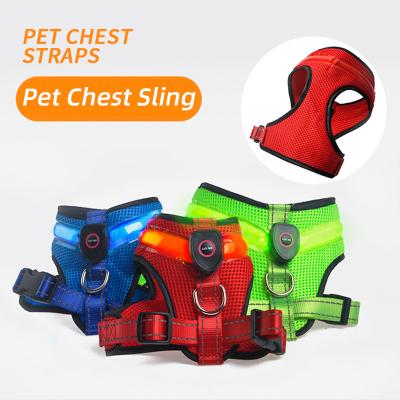 China LED Lights Pet Products Harness Luminous Outdoor Dog Anti-lost Clothes Walking Explosion-proof Warning Vest for sale