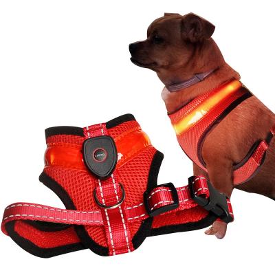 China Light Up Anti-Car Accident Anti-lost Glow Harness LED Pet Dog Warning Flashing Harness Available for Small and Large Dogs for sale