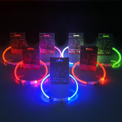 China USB Anti-lost Safety Luminescent Dog LED Collar Waterproof Luminous Lights Dog Collar PVC Filling Waterproof Luminous Collar for sale