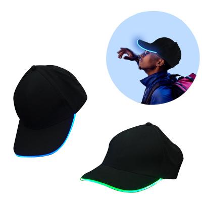 China Outdoor Casual Fiber Optic Duck Tongue Baseball Cap Travel Sun Hat LED Logo Light-Emitting Hat for Hotel and Resort for sale