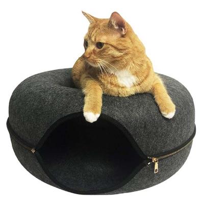 China Sustainable Amazon Semi-Closed Washable Tube Felt Cat Tunnel Bedfor All Dogs Cats for sale