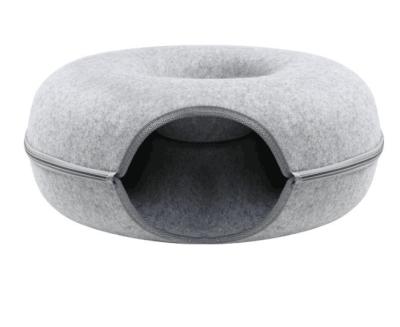 China Sustainable Amazon New Design Donut Plush Pet Dog Passage Toy Felt Cat Tunnel Bed for sale