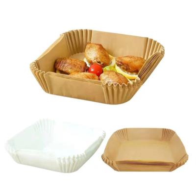 China Greaseproof 20CM 9.5 Inch In Stock Disposable Square Air Fryer Liners Silicone Parchment Paper Sheets for sale