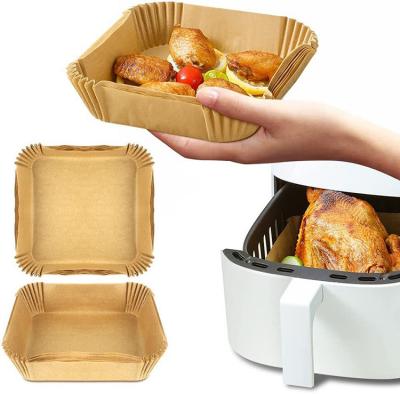 China Greaseproof Amazon Popular Design 7.9In Square Non-Stick Insert Parchment Paper Liners Disposable Air Fryer Paper Basket Bowl Liner for sale