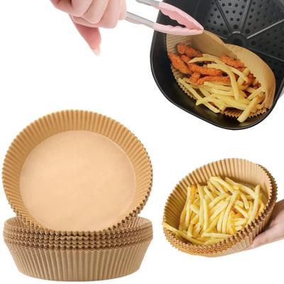 China Greaseproof Amazon Wholesale Disposable Paper 100 Pcs Air Fryer Paper Basket Bowl Liner for Baking Cooking Food for sale