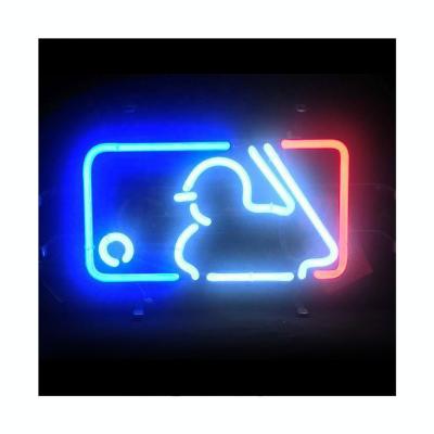 China Buildings Baseball Player Neon Sign Light Man Cave Bar Bedroom Garage Game Room Wall Hanging Decor Night Light 17x14 Inch for sale