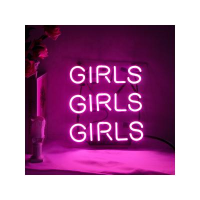 China Bar Wedding Party GIRLS Neon Light Sign Real Glass Tube Letter Neon Sign Indoor Outdoor Free Shipping Acrylic Illustration Handmade Home Wall Decor for sale