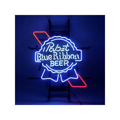 China Handmade Wall Art Decor Beer Neon Sign Pabst Direct Sales Glass Tube Restaurant Bar Club High Quality Neon Sign Indoor Outdoor True Blue Sliver for sale