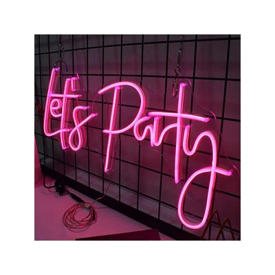 China Indoor Outdoor Let Us Party Controllable Electronic LED Light Strip Neon Sign Beer Bar Shop Wedding Party Wall Hanging Decor Lamp 24x12 inch for sale