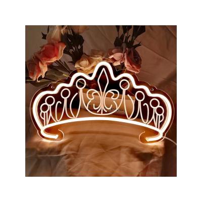 China Dropshipping LED Indoor Outdoor Crown Neon Sign Light Acrylic Wedding Birthday Party Gift Home Room Wall Decor with Dimmer Nightlight 14x9 inch for sale