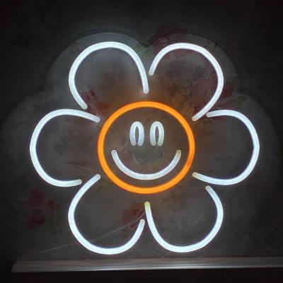 China Indoor Outdoor Drop Shipping Murakami Takashi LED Strip Smiling Logo Neon Sign Wedding Party Home Room Wall Decor With Dimmable Switch 40x40cm for sale