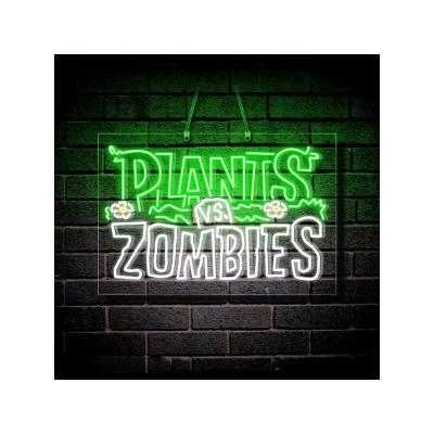 China Indoor Outdoor High Quality 12v Acrylic Letter Sign Kids Room Wall Hanging Neon Led Decor Gift 17x12 Inch Plants Counter Zombies LED Neon Sign for sale