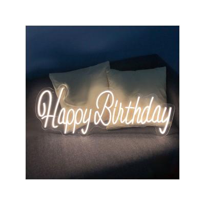 China Buildings Drop Shipping Happy Birthday Customized Acrylic Led Electronic Flex Letter Light Neon Sign Custom Decoration Lamp Gift 55x21cm for sale