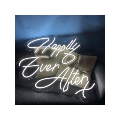 China Buildings Flexible Neon Sign LED Acrylic Letter Light Strip Happily Ever After For Wedding Party Event Art Decor Electronic Lamp 19x16Inch for sale