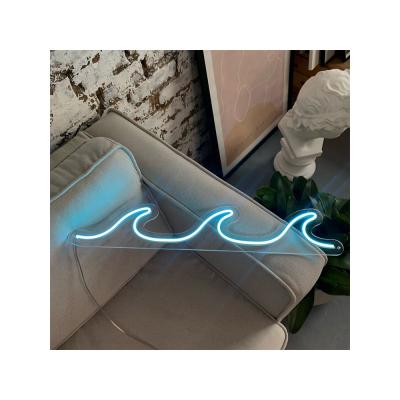 China Art Decoration LED Acrylic Custom Gift Wall Shop Shop Wall Sign Neon Light Indoor Outdoor Drop Shipping Sea Wave Electronic Fle LED Lamp 17x3.5Inch for sale