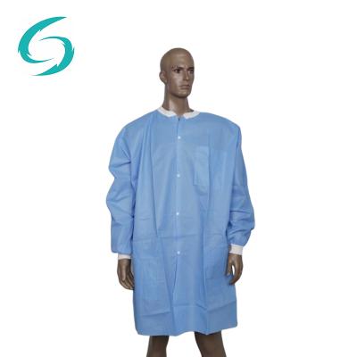 China Cleanroom Protective Lab Coat with PP/SMS Disposable Nonwoven Coverall for sale