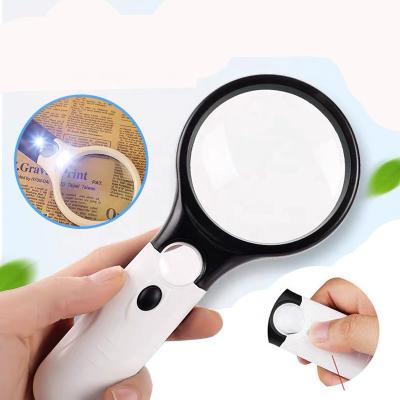 China Hot Amazon 3X / 45X High-Magnification Jewelry Loupe Lighted Handheld Magnifying Glass Magnifier With Light for sale