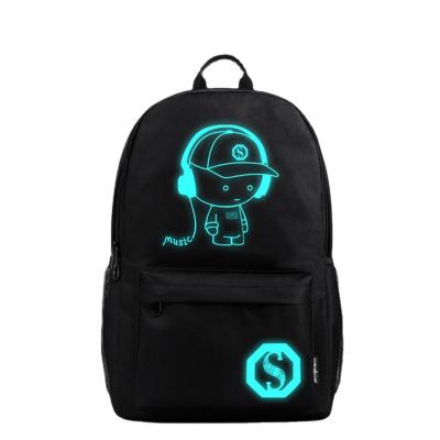 China Water Resistant USB Charging Luminous Backpack Cool Boys Students School Bag Shoulder Bag Laptop Backpack Music Boy Cartoon Backpack for sale