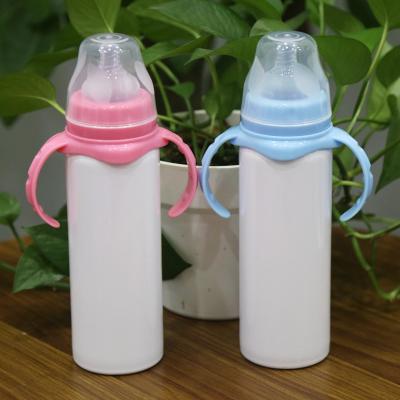 China New Craft 8oz Sublimation Sustainable Baby Bottle Stainless Steel Wall Mount Milk Bottle With Double Vacuum Insulated Handle And Sippy for sale