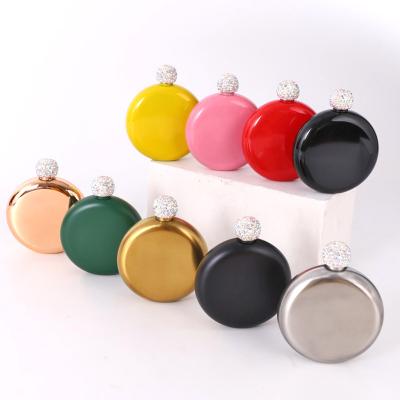 China Viable Wholesale 304 Stainless Steel Single Wall Jug Many Colors 5 Ounce Round Hip Flask for sale