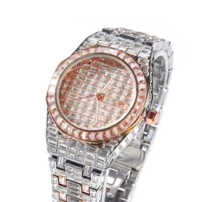 China 2021 SY Day/Date Watch Set Cuban Link Gift Chain Watch Sets Luxury Quartz Watches Jewelry For Women Men for sale