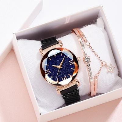 China Hot-selling celebrity new date 2021 SY automatic star fashion net ladies watch magnetic strap quartz watch and watch set for sale