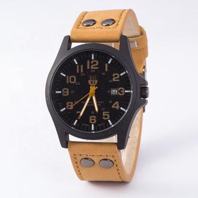 China New Full Logo Online Wholesale Mens Style Custom Leather Strap 2021 SY Calendar Watches Men Quartz Watches for sale