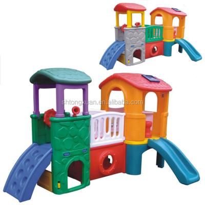 China Plastic Plastic Playground LLDPE Type And Plastic Frame Plastic Material Kids Playhouse With Slide for sale