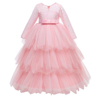 China Hot Selling Girls Princess Embroidery Tulle Puffy Ball Gown Long Party Dresses Kids Anti-static Hot Prom Pageant for sale