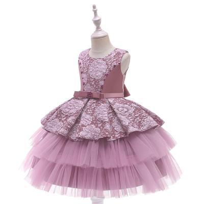 China Kids Formal Dress Regular Bridesmaids Flower Embroidered Dress Outfit For Birthday Party Special Occasion for sale