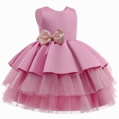 China New Regular Flower Girl Tutu Dress Baby Dress Kids Clothes Bow Birthday Girl Dress 2021 for sale