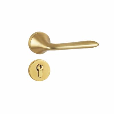 China Modern New Style Gold Simple Door Handle Wooden Door Lock Mute For Indoor Bedroom   Lock for sale