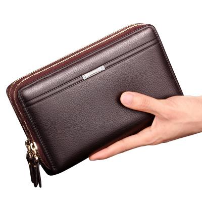 China Large Capacity Daily Men's Double Zipper Men's Double Zipper Men's Bag Clutch Multi-Card Use Business Wallet Men PU Leather Purse for sale