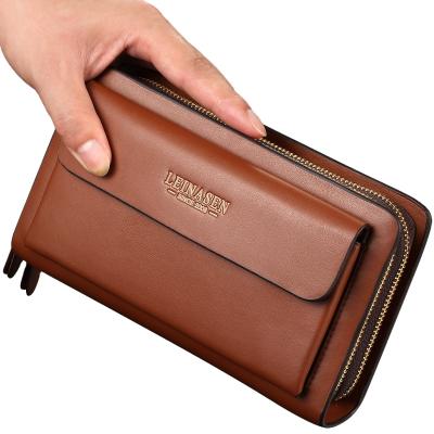 China Large Capacity Multi-Card Zipper Wallet Daily Casual Long Clutch Bag Folder Business Men's Business Use Leather Men Purse for sale