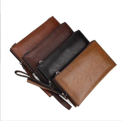 China New Waterproof Men's Long Wallet Men's Leather Zipper Purse Fashion Business Clutch Man Student Handbag for sale