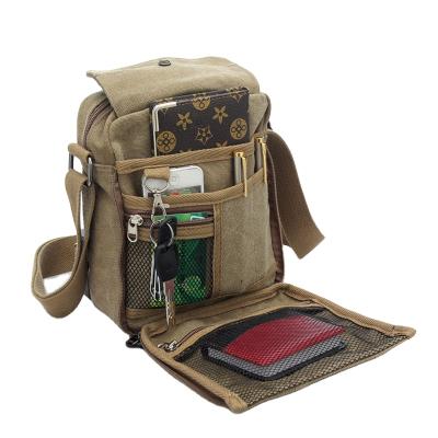 China Retro Canvas Men's Daily Use Small Shoulder Bag Casual Korean Outdoor Multifunction Bag Travel Messenger Bag for sale