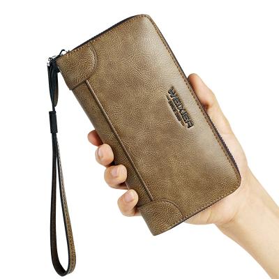 China Long Men's Zipper Wallet Business Use Daily Casual Clutch Bag Retro Clutch Wallet for sale