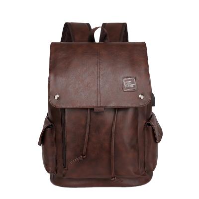 China Waterproof Men's Business Casual Wear Laptop Bag Fashion Korean Men's PU Leather Rucksack Backpack for sale