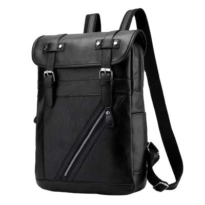 China Korean waterproof men's student school bag computer bag leisure sports travel bag PU leather men's backpack for sale