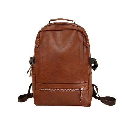 China 2021 Fashion Trend Men's Waterproof Casual Leather Backpack Large Capacity Travel Backpack Outdoor School Bag for sale