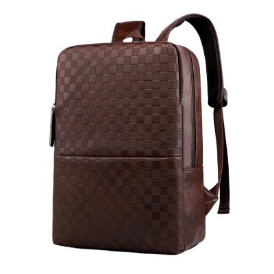 China 2021 New Gift 2021 PU School Student Backpack Waterproof Soft Leather Computer Bag Retro Male Bag for sale