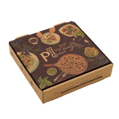 China 12 Inch Food Grade Disposable Wholesale Biodegradable Corrugated Black Corrugated Paper Packaging Empty Custom Printed OEM Pizza Box for sale